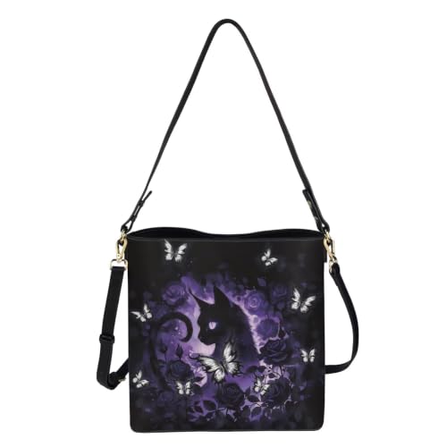 Image of HUGS IDEA Boho Bags for Women Leather Handbag Shoulder Bucket Crossbody Purse