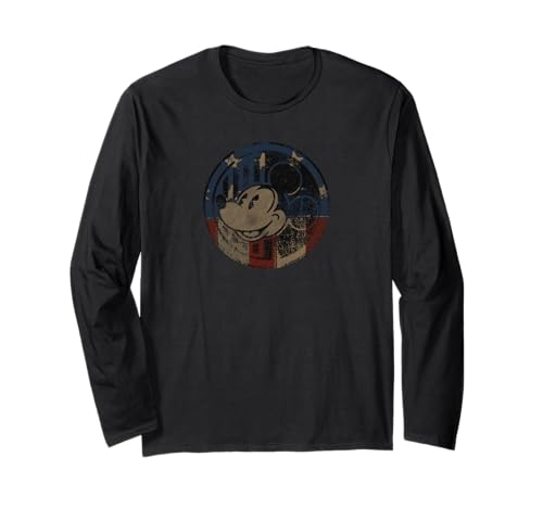 T-shirt Mickey Mouse long sleeve patriot vêtement Disney coton homme