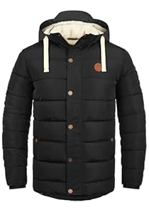 Blend BHFrederic Herren Winterjacke Steppjacke Jacke gefüttert mit abnehmbarer Kapuze Kordelzug Knöpfen Eingrifftaschen Regular fit, Größe:M, Farbe:Black (70155)