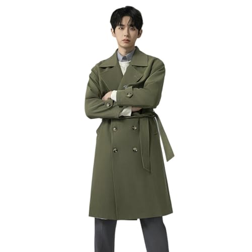 Gabardina cruzada de hombre primavera otoño estilo coreano holgado talla XS