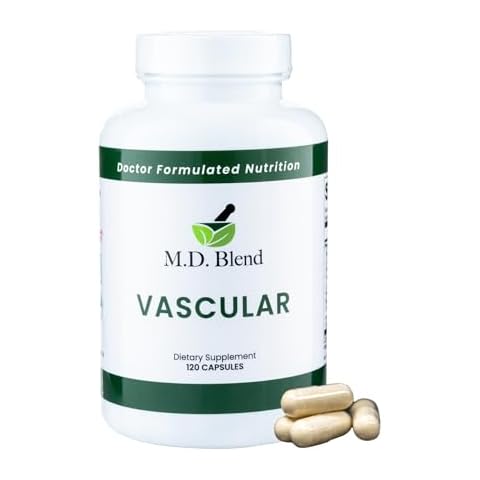 M.D. Vascular - Expert Formulated Supplement - Vascular & Overall Wellness Goals - Proper Flow, Numbers, Balance - Powerful Garlic, Ginger, L-Arginine, Pomegranate - 120 Capsules (Pack of 1) Cover