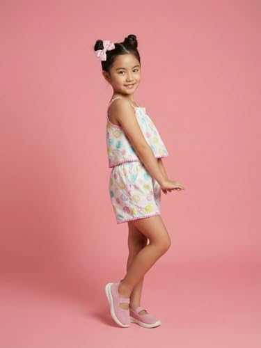 Image of Nautinati Girls Single-Strap Printed Jumpsuit with Assymetric Neckline | Age 2-10 Years