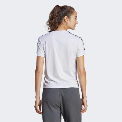 adidas Mujer AEROREADY Train Essentials 3-Stripes tee, White/Black, M