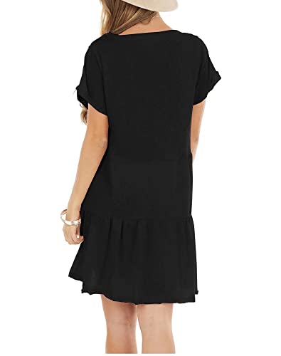 Minclouse Women's Short Sleeve Flowy Swing T Shirt Dress Baby Doll Cute Casual Pockets Dresses - Image 4