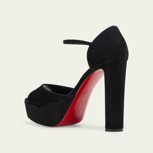 Women's Chunky High-Heel Platform Sandals - Adjustable Ankle Strap, Open Toe Bridal Party Wedding Evening Dress Shoes3