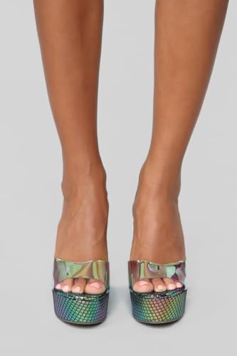 Image of BAMBOO Women's Clear Band Platform Wedge Slide