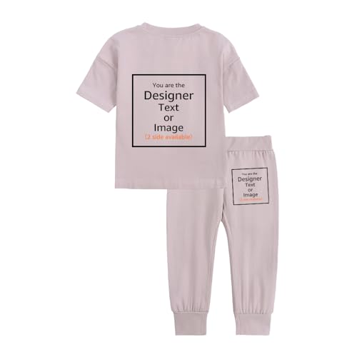 MYGBCPJS Boys Girls Custom Tee Pants Set Kids Customized Short Sleeve Crew Neck Tops Bottoms Outfits Add Your Own Text Image2