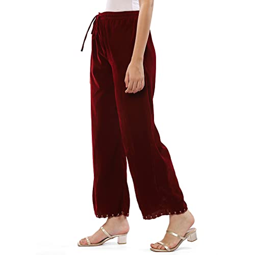 Image of BIBA Women Velvet Palazzo