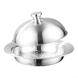 Aprilsunnyzone Bandeja de vapor para utensilios de cocina de acero inoxidable con tapa de vidrio templado para cocinar bollos al vapor, albóndigas, verduras y mariscos en casa (20 cm)