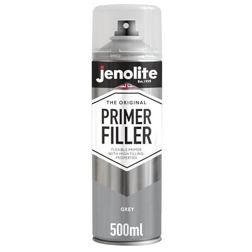 JENOLITE Primer Filler Spray Paint (GREY) | 500ml | High Fill Multi-Surface Primer Paint | Fills Small Dents & Scratches | Perfect For Car Bodywork 3D Printer Models & More