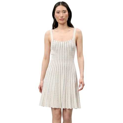 Rebecca Taylor Women’s Dorothy Knit Mini Dress – Scallop Rib Stitch Sleeveless Cotton Blend Dress – Elegant White Cocktail & Bridal Shower Dress