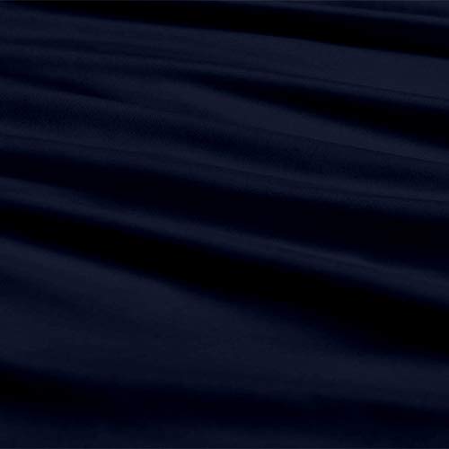 4 Piece Attached Fitted Sheet 100% Cotton Waterbed Sheets (15 Inch Deep) Breathable 500-Thread-Count Ultra Soft Rich Egyptian Cotton (King Waterbed: 72" x 84", Navy Blue Solid) - Thumbnail 5