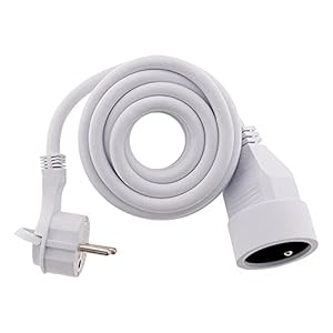 prolongateur 16a 2p+t ho5vv f 3g1,5 blanc 3m avec fiche extraplate zenitech