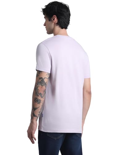 Image of Jack & Jones Men Pure Cotton Typography Printed Slim Fit T-Shirt