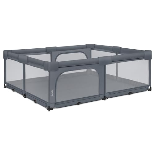 Lionelo Florence XL Easy Fold Parque Infantil Bebé Plegable, Corralito Bebé XL con Rejilla Transpirable, sin Montaje, 2 Entradas con Cremallera, Bordes Acolchados y Fácil de Limpiar, 180 x 200 cm