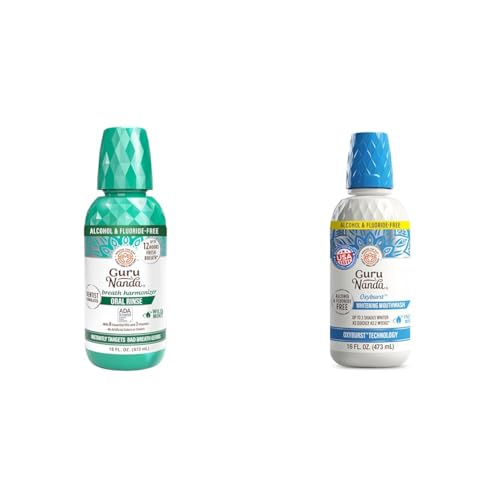 GuruNanda Fresh Breath Mouthwash ADA Accepted Alcohol & Fluoride-Free Sodium Chlorite Wild Mint 16 oz & Oxyburst Teeth Whitening Mouthwash Alcohol & Fluoride-Free Hydrogen Peroxide 7 Essential Oils image 2