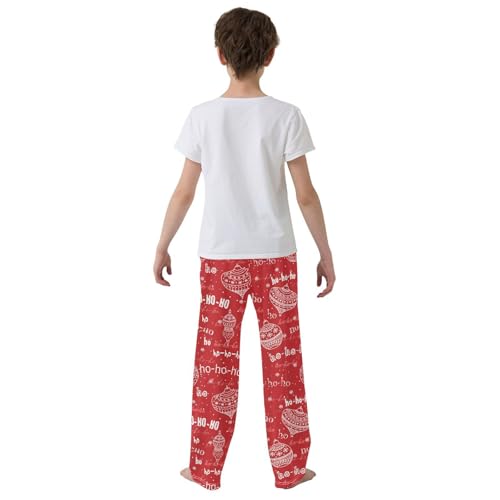 Santa Laugh Christmas Ball Boys Long Pants Soft Trousers Elastic Waist Kids Lounge Bottoms with Pockets S-XL3