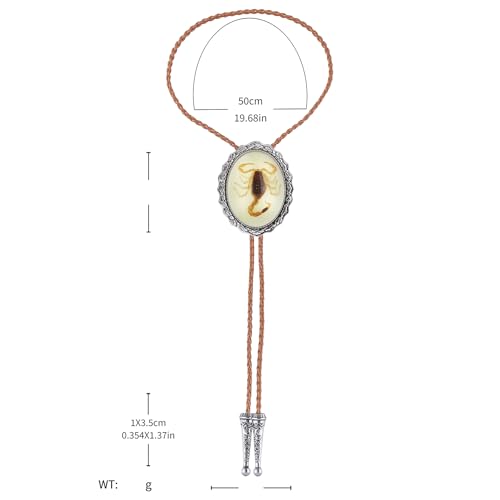 Image of Btilasif Bolo Tie Brown for Men, Scorpion Luminous Stone Cowboy Tie Western Leather Necktie Necklace for Women