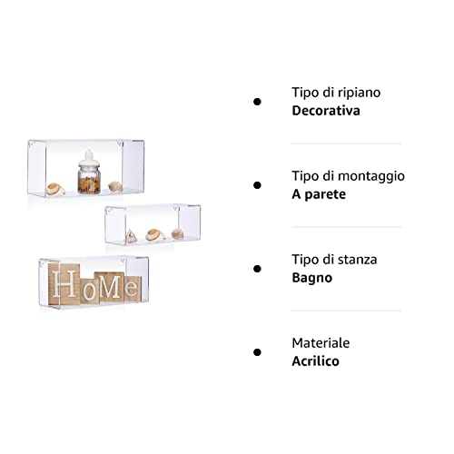 Relaxdays 10022592_188 Set 3 Mensole da Parete in
