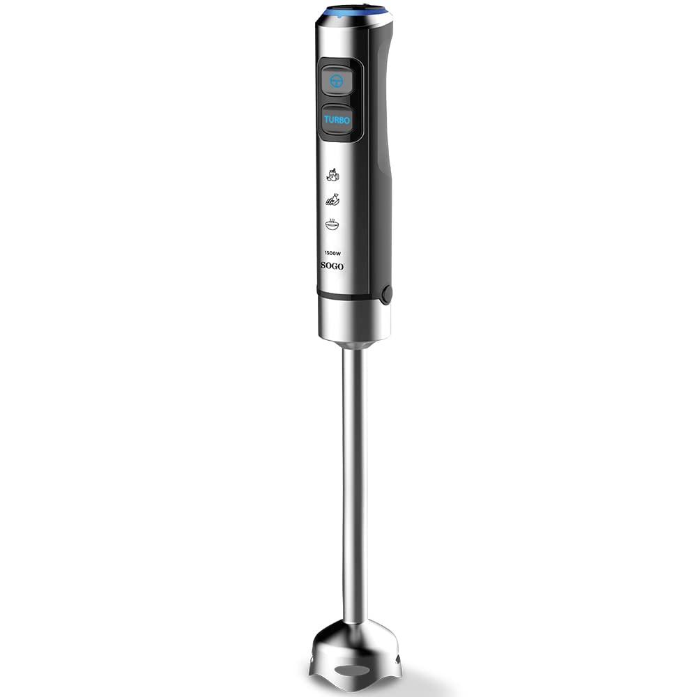 Sogo SET DE BATIDORA DE MANO DE ALTA POTENCIA Con Pie Extra Largo 1500W (SS-14480)