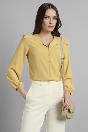 Image of Van Heusen Women Polyester Regular Fit Solid Full Sleeve Casual Shirt