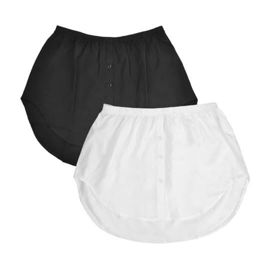 2 Piezas Faldas de Camisa para Mujer, Extensor Falso Extensor de Camisa de Mujer Falda Falsa Camisa Bajo Capas Falsas Ajustables Camisa de Barrido Inferior de Parte Superior Falsa, Negro/Blanco, M