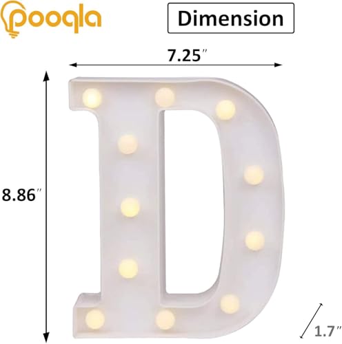 Image of Pooqla LED Light Up Letters, Warm White and Colorful Lighted Marquee Letters with Remote, Lighted Letter for Party Birthday Decorations, Gift for Girls Boys Night Light, Wedding Home Decor, Letter D