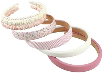 Headbands for Women Girls, 7pc Set - Non Slip Floral Padded Headbands Cute Pearl Headband for Girls Vintage Wide Headband