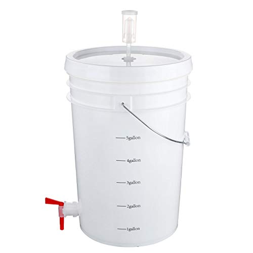 U.S. Solid 2-Pack Plastic Fermenter - 6.5 Gallon Food-Grade Fermenting Bucket Homebrewing Fermentor with Spigot and Airlock