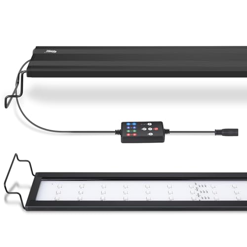 Image of hygger LED Aquarium Light, 42W Full Spectrum Fish Tank Light with Multi-Color Timer DIY Mode 24 /7 Natural Mode Adjustable Brightness, Aquarium Plant Light with Extendable Brackets for 46~52IN Tank