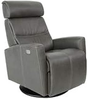 Fjords Milan Large Power Recline Swivel Swing Relaxer Recliner Chair in AL 543 Slate Astro Line Leather