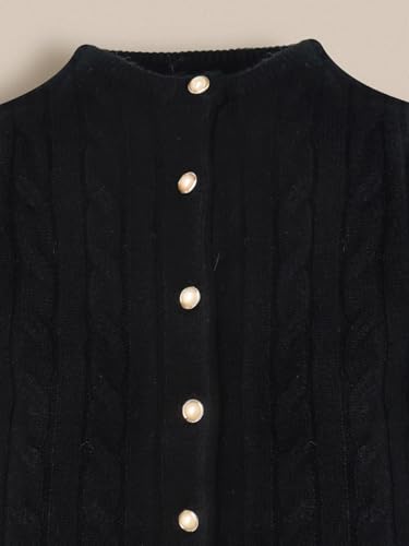 Cherry Crumble Black Cable Knit Full Sleeves Round Neck Fit & Flare Winter Girls Sweater - Image 5 thumbnail