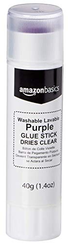 Amazon Basics Large Washable Purple Glue Sticks (Dries Clear), 1.4 oz Stick, 3-Pack