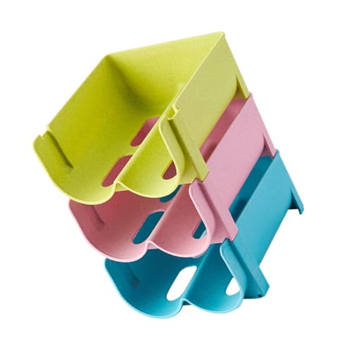 FIXOSHEE 3 piezas Caja Organizadora Apilable para Bebidas Almacenamiento Seguro para Botellas y Latas Contenedores Resistentes para Nevera Colores Verde Azul y Rosa para Optimizar y