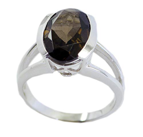 Bague quartz fumé marron en argent délicat pour un style bohème chic