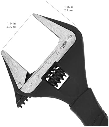 Amazon Basics 6-Inch Drop Forged Adjustable Wrench with Soft Grip, Wide Jaw, Metric/SAE Scales, Rust Resistant, 6.34 x 2.83 x 0.59 inches - 1