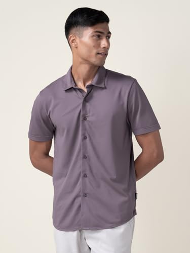 Image of DaMENSCH Men's Constant All-Degree Half Sleeve Regular fit Shirt, Pique Textured, Thermoregulating Cotton Blend, Recycled Fabric Shirts Stylish