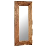  Festnight Spiegel Kosmetikspiegel 50 x 110 cm Massivholz  Retro Wandspiegel mit Holzrahmen aus Akazie Holz Flurspiegel Holzspiegel Badezimmerspiegel
