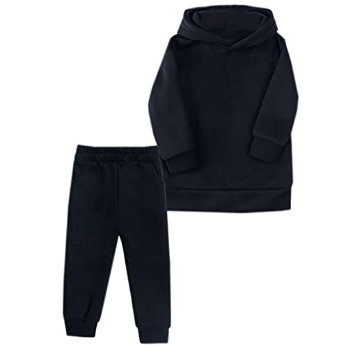 Image of Boys Girls Fall Winter Soft Fleece Lined 2 Piece Athletic Hoodie and Jogger Pants Tracksuit Set,18 Months-14 Years