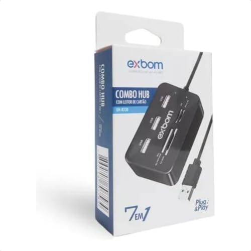 Combo Hub Usb 7 Em 1 Exbom Leitor De Cartao De Memoria