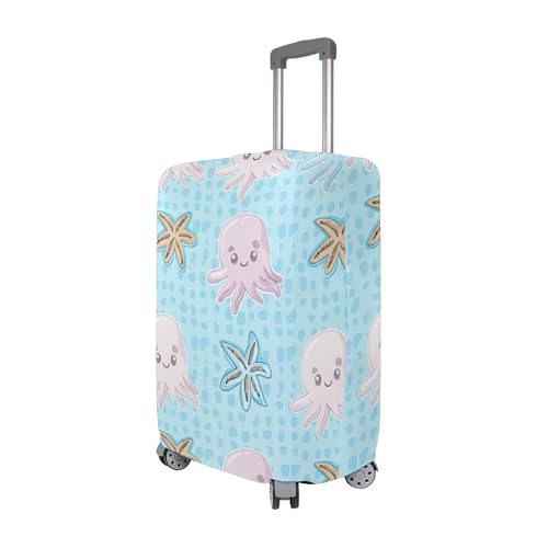 Joisal Suitcase Covers Luggage Protector Custom Protective Graphic Travel Luggage Accessories Cartoon Funny Octopus Starfish, L, Fits 26-28 Inch Case3