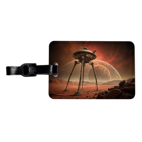 Martian Tripod War Machine Sci-fi from War of The Worlds Travel Faux Leather Luggage Tag