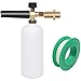 Stone Banks Lance en Mousse à Neige Laveuse à Pression Pulvérisateur à Mousse Réglable Laiton Distributeur de Savon Bouteille Buse Compatible avec Karcher Série K2/K3/K4/K5/K6/K7 (avec PTFE Ruban)