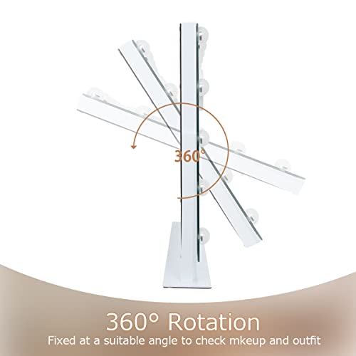 Hansong Hollywood Vanity Mirror with Lights 360 Degree Rotation Dressing Table Mirror with 15 LED Bulbs and 10X Magnification Touch Screen Large Makeup Mirror for Bedroom and Dressing Room