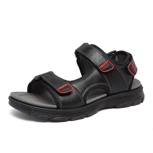 Classics Men's Real Leather Hiking Sandals, Fashion Open-Toe Sandals, Hollow Out Backpacking Beach Shoes