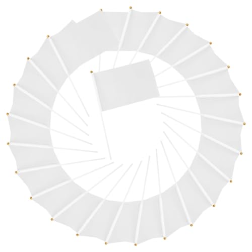 FUNOMOCYA 25Pcs White Waving Flag Handheld Banner for Referee Soccer Volleyball Match