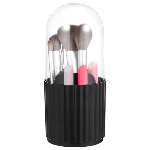 LOORGVEL Organisateur Rotatif de Pinceaux de Maquillage avec Couvercle Boîte de Rangement Multifonctionnelle pour Cosmétique et Accessoires de Beauté Support Transparent à Compartiments