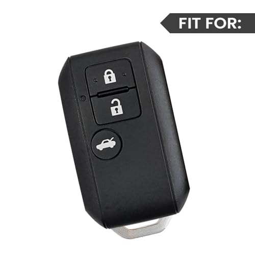 Image of Keyzone Premium Leather Key Cover & AC Vent Car Perfume Combo (4 Fragrances) | Compatible for Suzuki Victoris, Dzire, Ertiga 3 Button Smart Key. (Black)