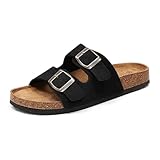 Sandalias deportivas para mujer y niños Lane Cork, correas dobles con almohadillas para el talón, dedos al aire (Negro,...