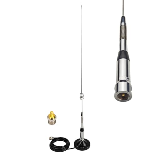 Dual Band Mobile Antenna 70cm 2meter VHF/UHF (136-174MHz 400-470MHz) Magnetic Mount with 16ft Cable & PL259 Connector for GMRS Repeater, Ham Radio, Car RV Truck SUV Vehicle